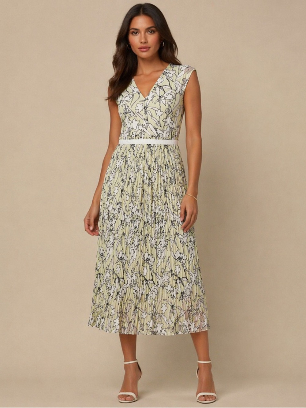 BOSS by Hugo Boss Damune Floral Pleated Midi Dress - NWOT - Size 8